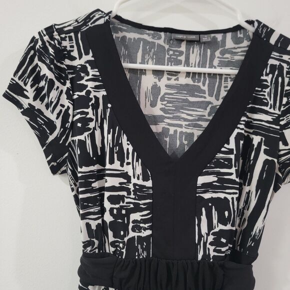 Y2K Apt 9 Womens Babydoll Top Size Small Abstract Belted - Picture 2 of 7